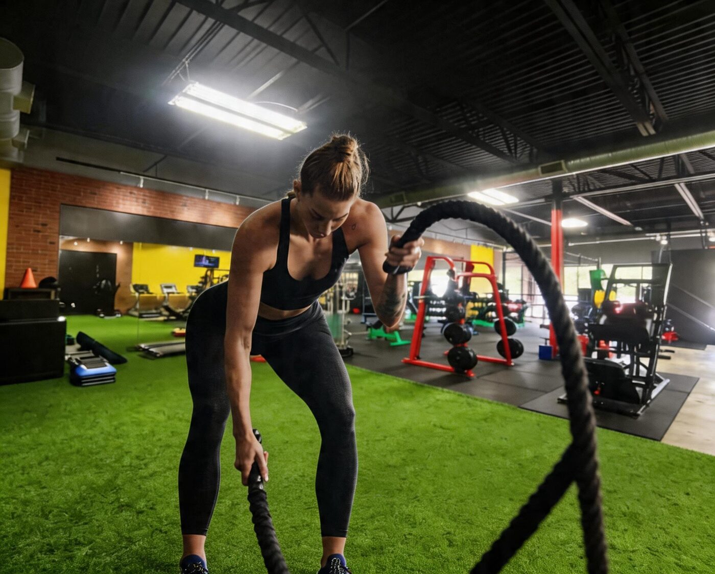 Yes Fit cross training turf area The Woodlands - medicine balls plyo boxes and battle ropes