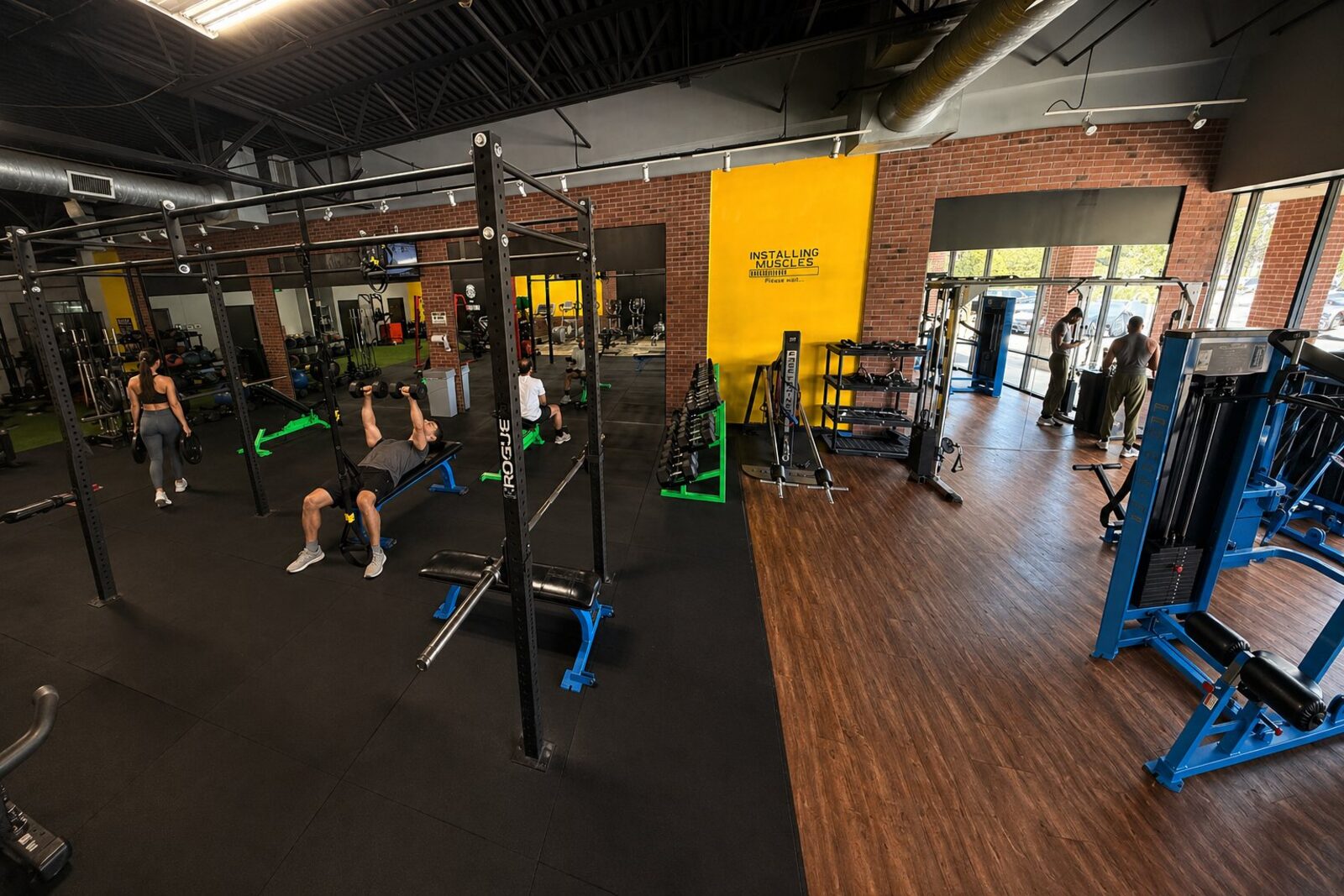 Yes Fit 24 hour gym floor The Woodlands TX - Rogue power racks and free weights area